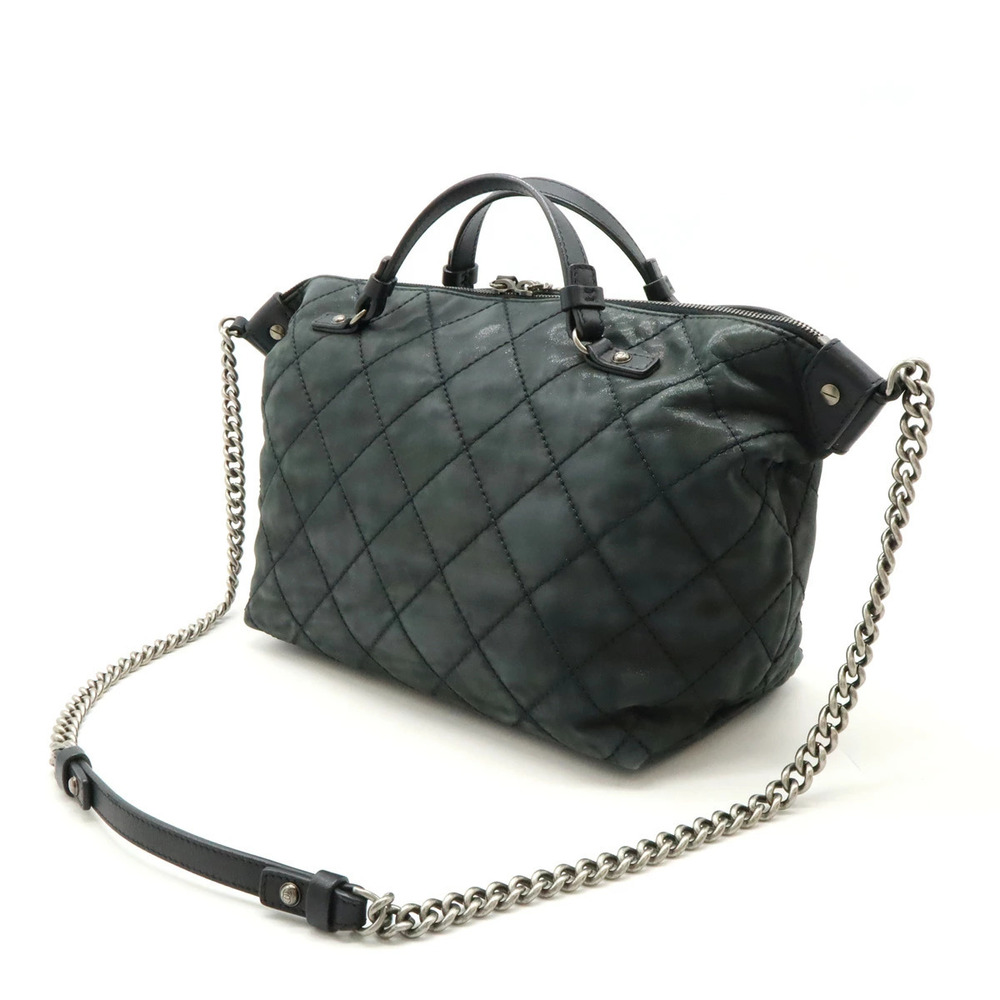 Chanel Black Leather Tote Sparkle Chain Wild Bag Stitch Handbag Shoulder